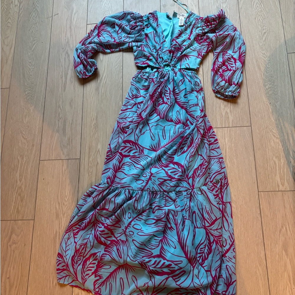 Floral Blue and Pink Maxi Dress